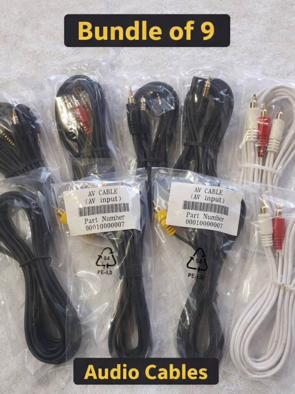 NEW Bundle of Nine Various Length Stereo Audio Cables